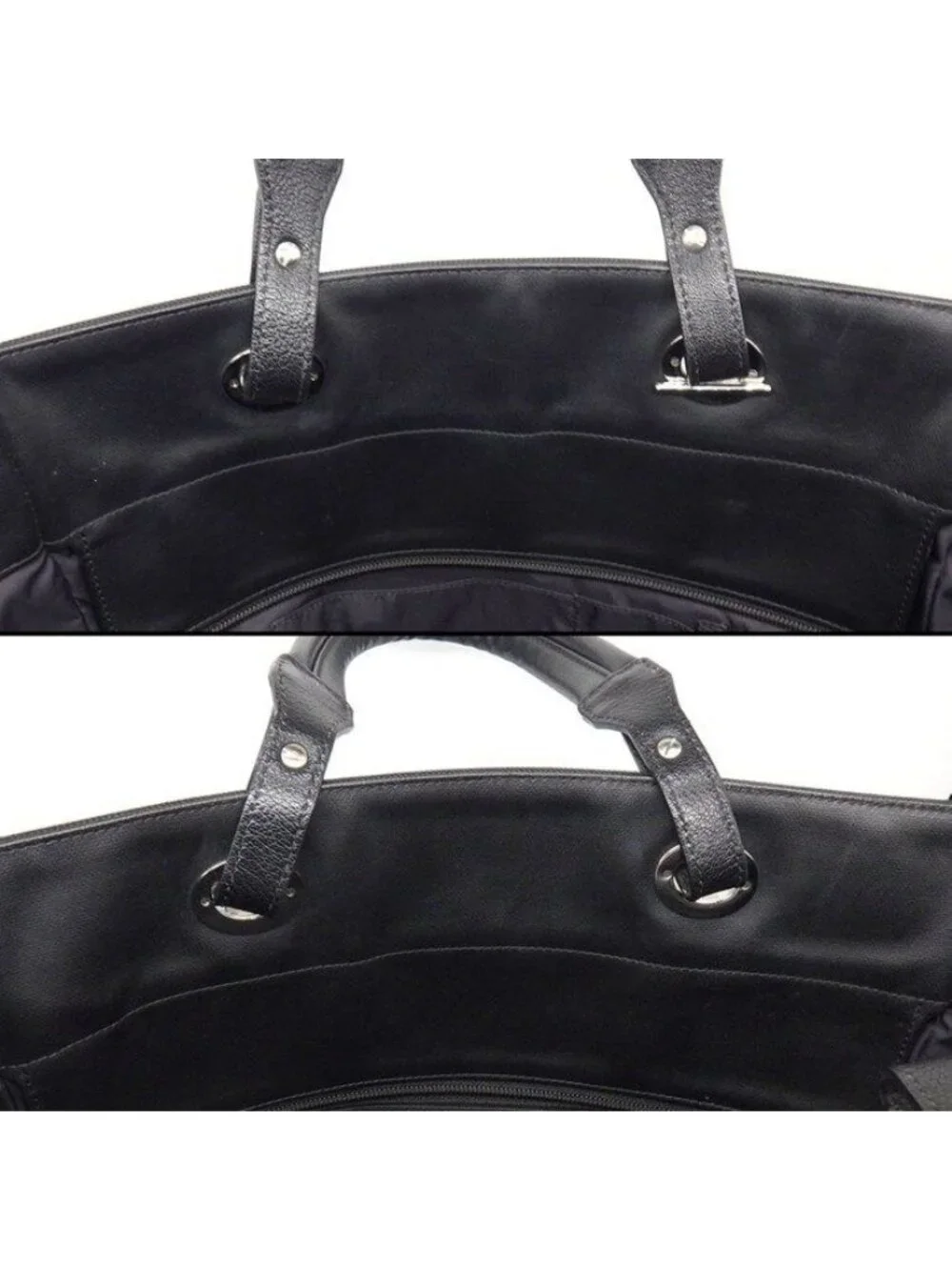Chanel Tote Paris Biarritz MM Black Leather Silver